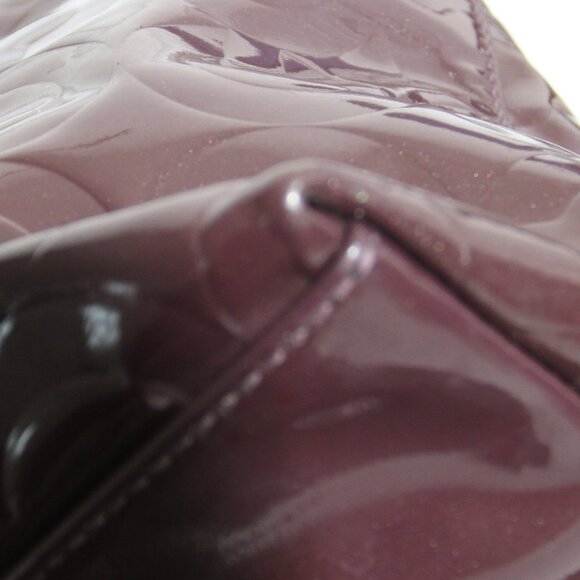 Coach Embossed Patent Leather Peyton Signature C Plum Purple Tote Bag Purse - Picture 16 of 16